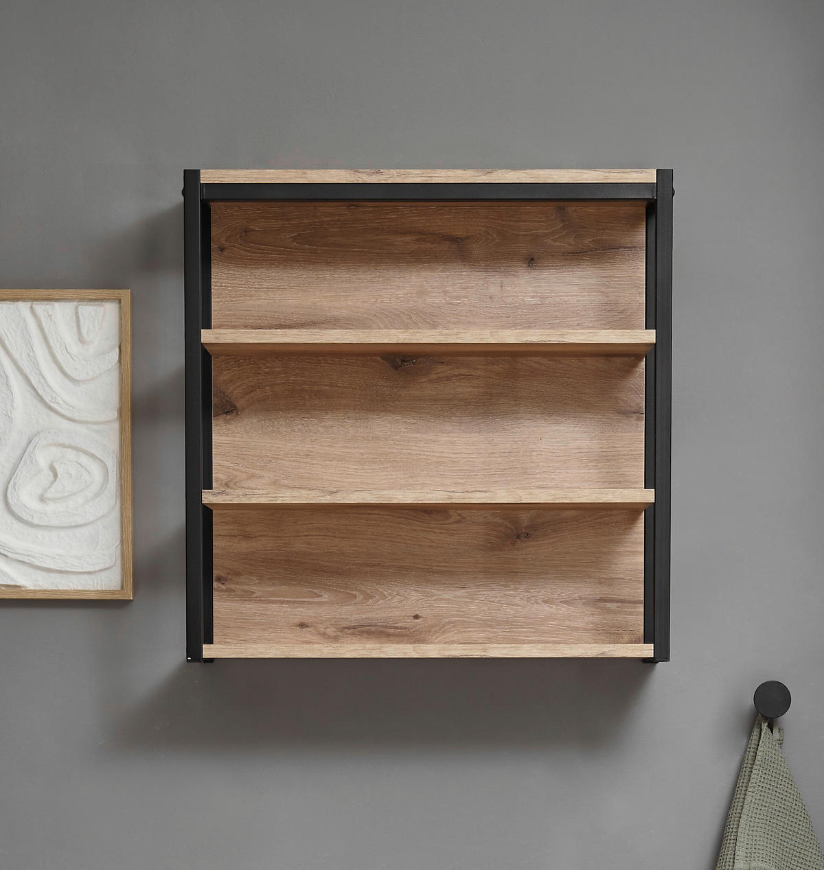 BADEZIMMERREGAL 60/61/20 cm  - Eichefarben, KONVENTIONELL, Holzwerkstoff (60/61/20cm) - home24