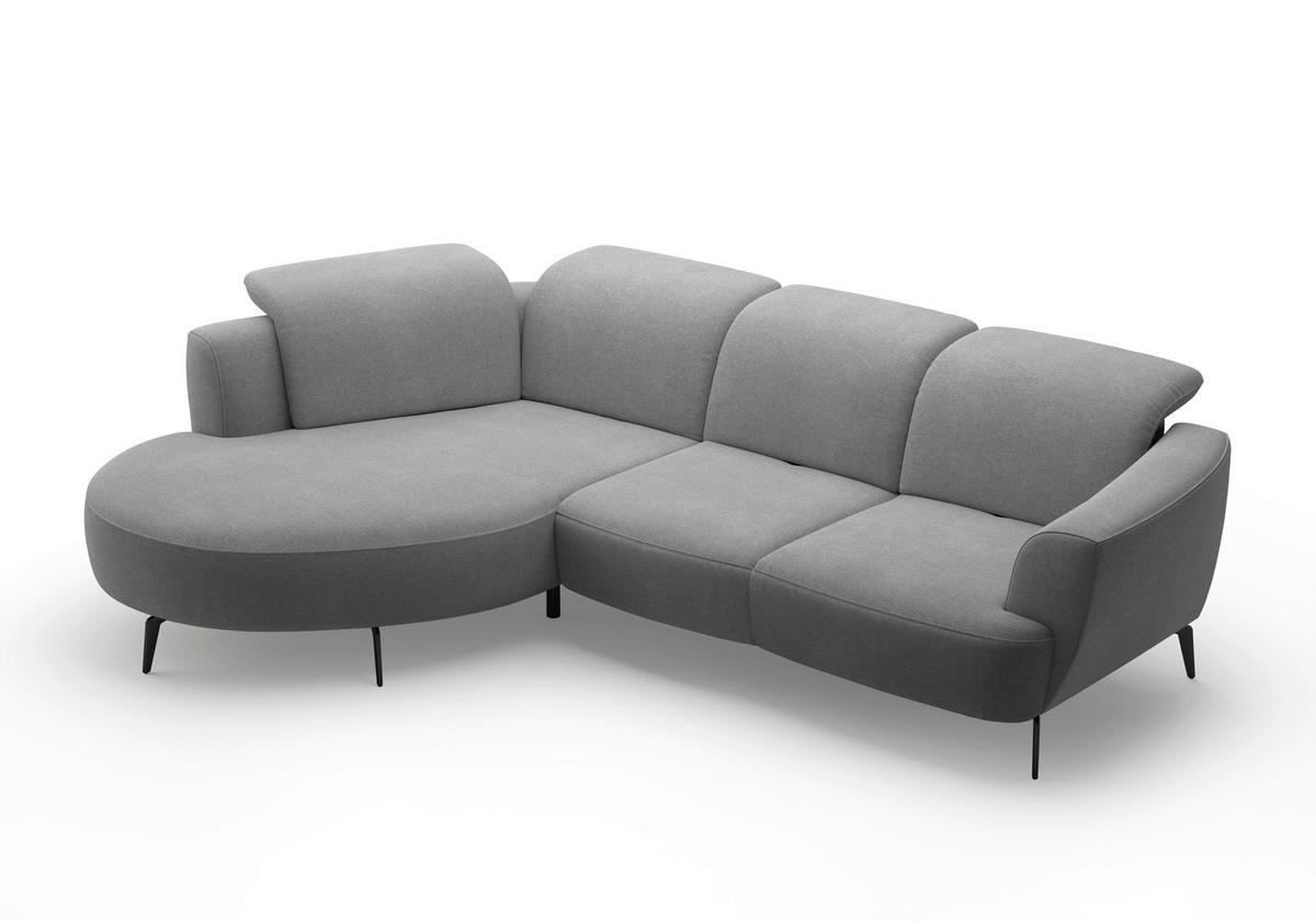 ECKSOFA in Mikrofaser Grau  - Schwarz/Grau, Konventionell, Textil/Metall (199/309cm) - Sit & More