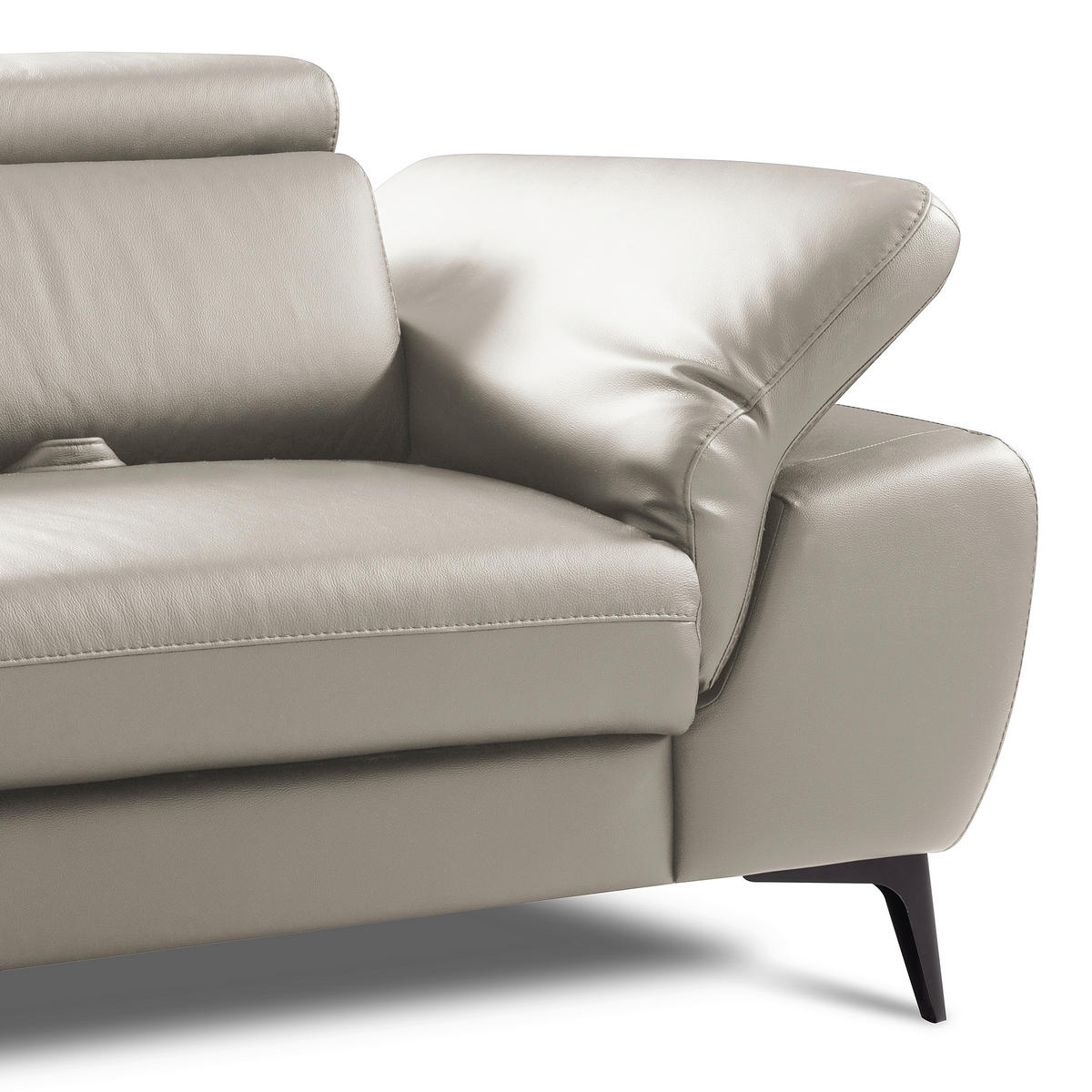 ECKSOFA  in Lederlook Echtleder Platinfarben  220/274 cm  - Platinfarben/Schwarz, Design, Leder/Textil (220/274cm) - Livetastic