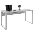 SCHREIBTISCH 70/160/75 cm  in Hellgrau, Weiß  - Silberfarben/Hellgrau, MODERN, Holzwerkstoff/Metall (70/160/75cm) - Novel