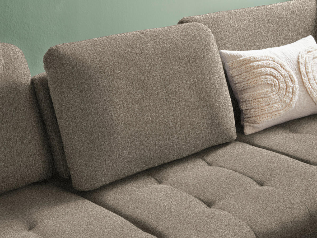 ECKSOFA in Struktur Greige  - Greige/Schwarz, Natur, Textil/Metall (288/233cm) - Valnatura