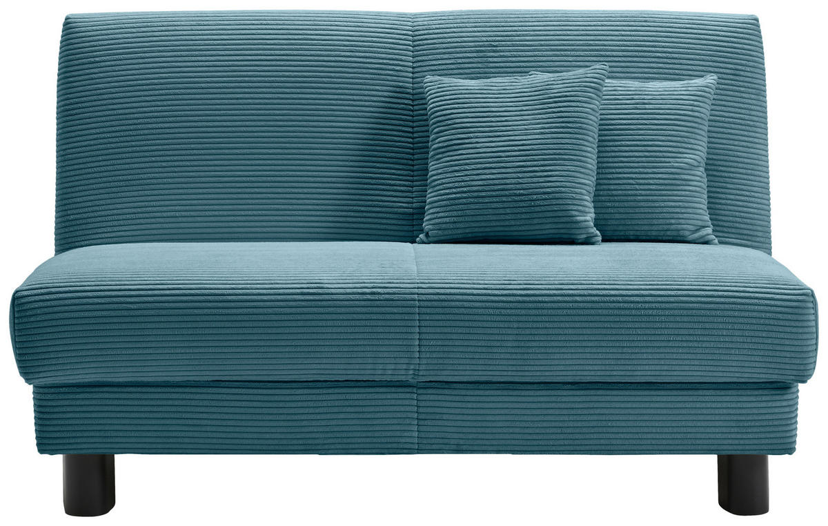 SCHLAFSOFA Cord Petrol  - Petrol/Schwarz, Design, Textil/Metall (145/85/100cm) - Carryhome