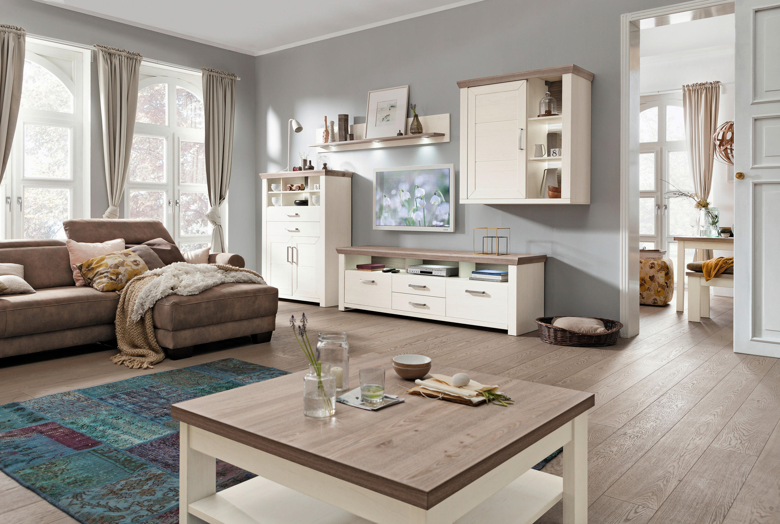 HÄNGEELEMENT Weiß, Eichefarben  - Eichefarben/Weiß, Design, Holzwerkstoff/Metall (104,5/106,2/42,2cm) - SetOne by Musterring