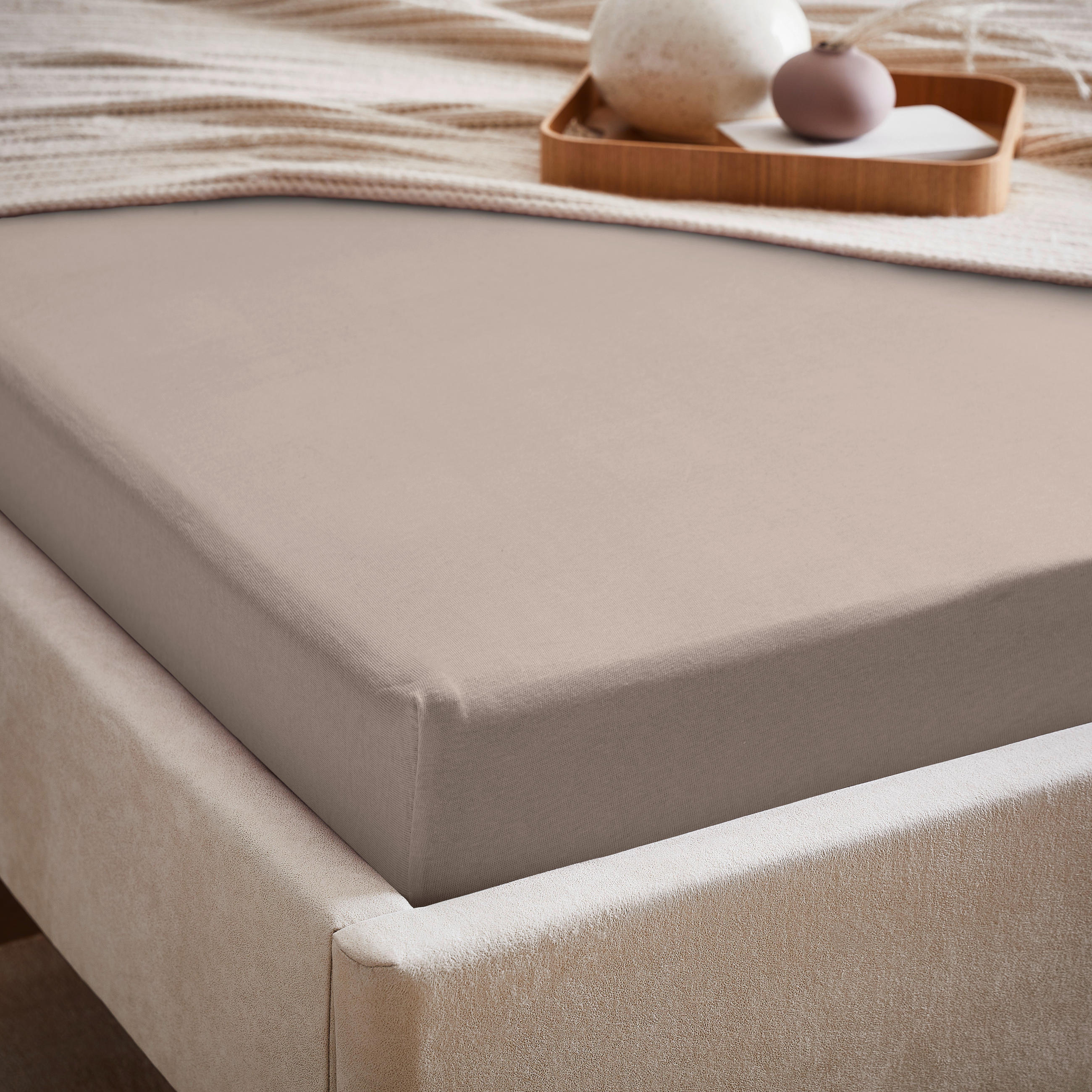 ELASTICKÉ PROSTĚRADLO, žerzej, světle hnědá, 180/200 cm - světle hnědá, Basics, textil (180/200cm) - Esposa