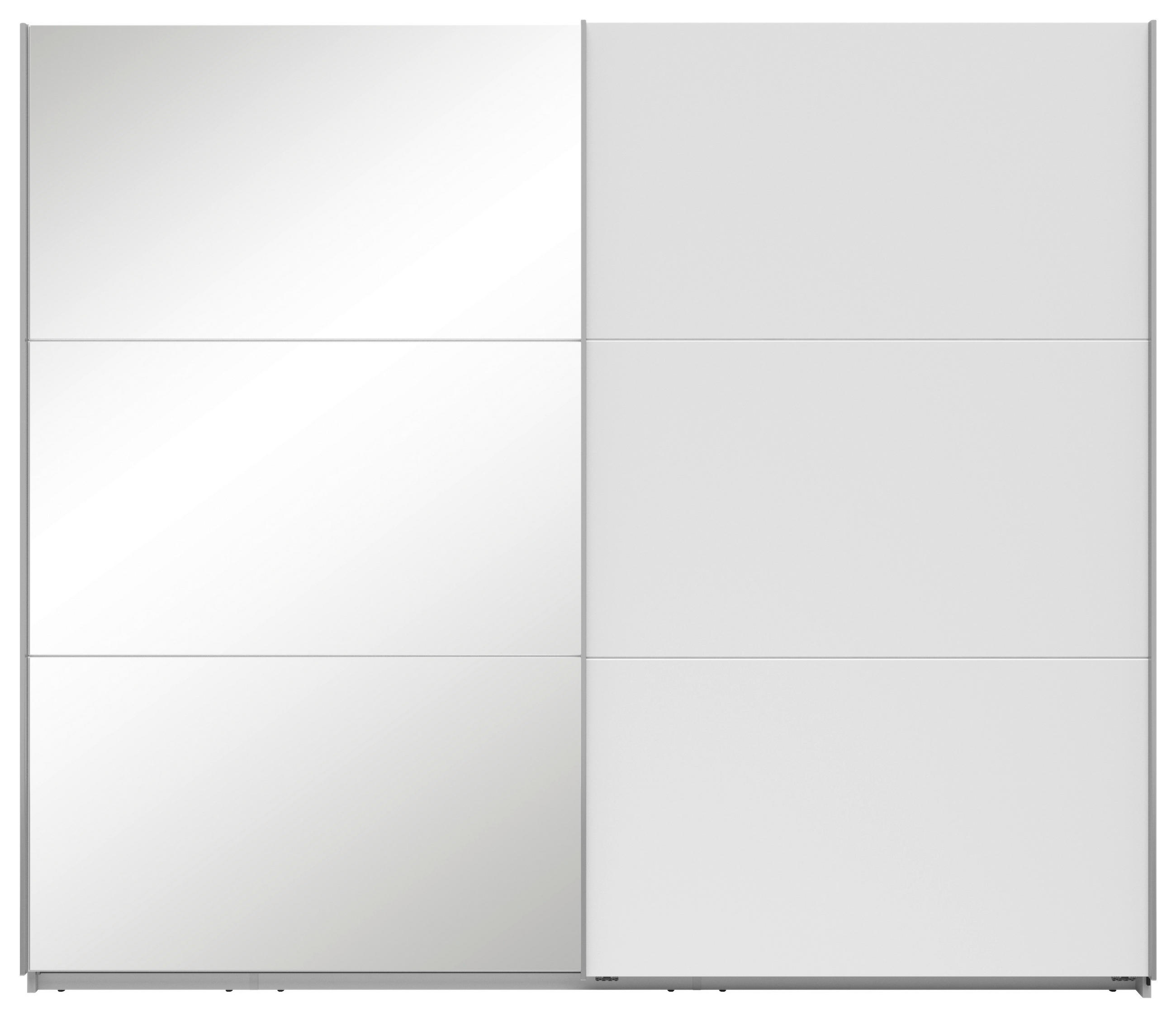 SCHWEBETÜRENSCHRANK  in Weiß  - Silberfarben/Weiß, Basics, Glas/Holzwerkstoff (250/216/64cm) - Boxxx