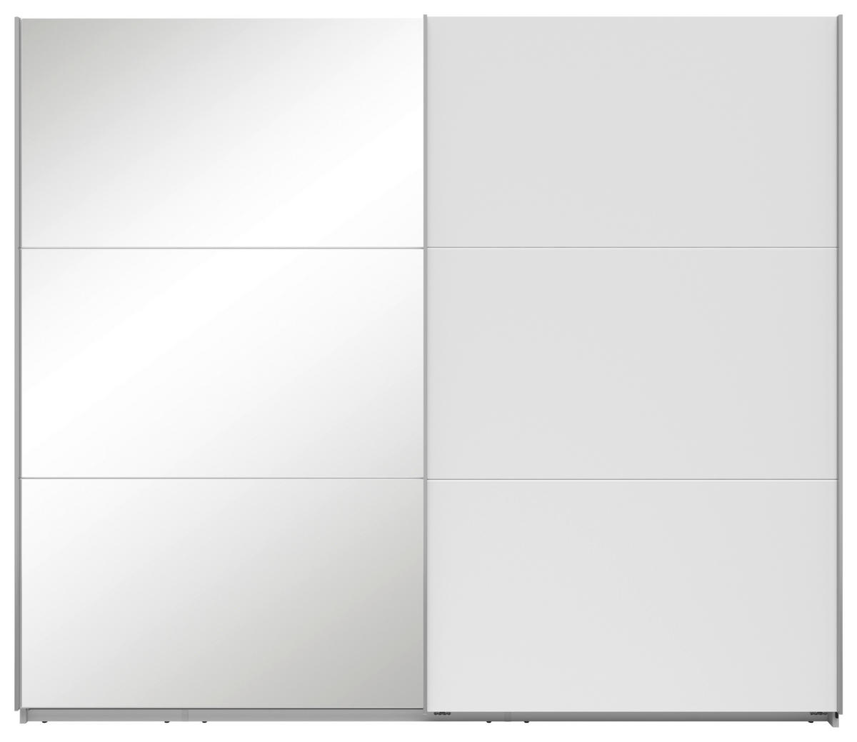 SCHWEBETÜRENSCHRANK 250/216/64 cm 2-türig Weiß  - Silberfarben/Weiß, Basics, Glas/Holzwerkstoff (250/216/64cm) - Boxxx
