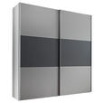 SCHWEBETÜRENSCHRANK  in Anthrazit, Hellgrau  - Anthrazit/Hellgrau, Holzwerkstoff/Metall (188/222/68cm) - Moderano