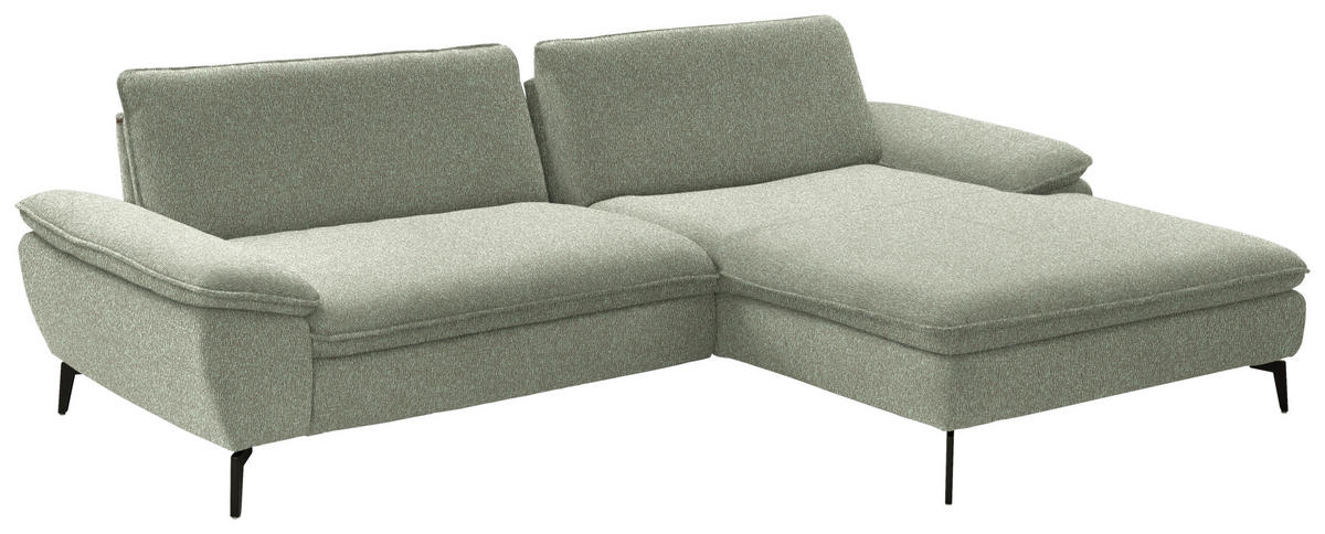 ECKSOFA in Webstoff Hellgrün  - Schwarz/Hellgrün, Design, Textil/Metall (295/197cm) - Valdera