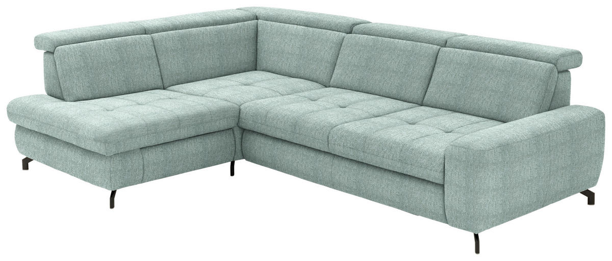 ECKSOFA in Chenille Mintgrün  - Schwarz/Mintgrün, Design, Textil/Metall (220/310cm) - Beldomo Style