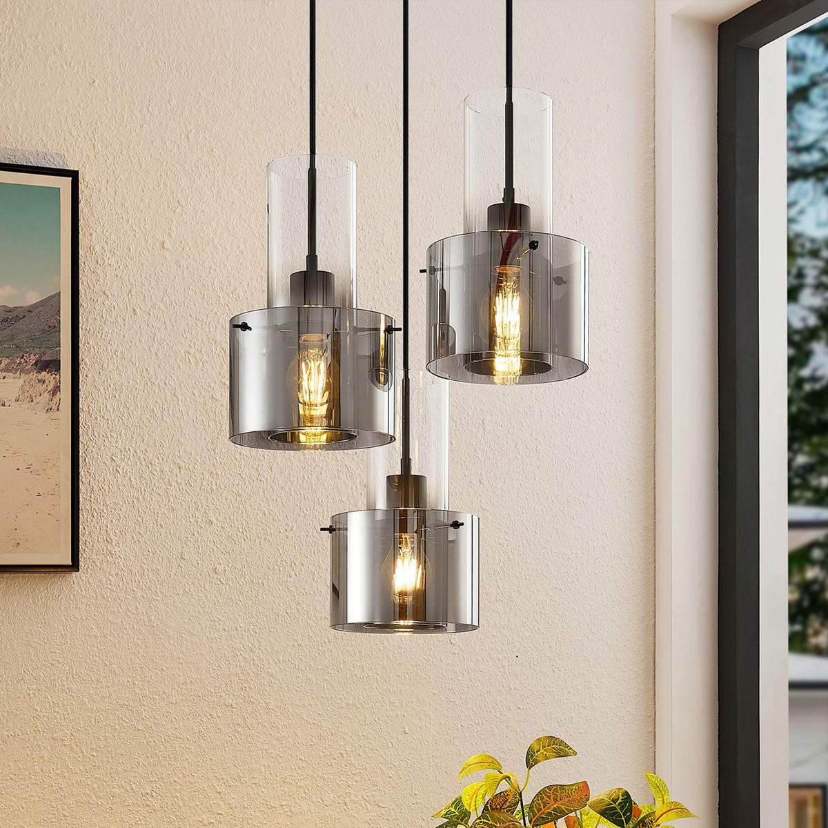 HÄNGELEUCHTE 33/150 cm  - Dunkelgrau, Design, Glas/Metall (33/150cm) - Dieter Knoll