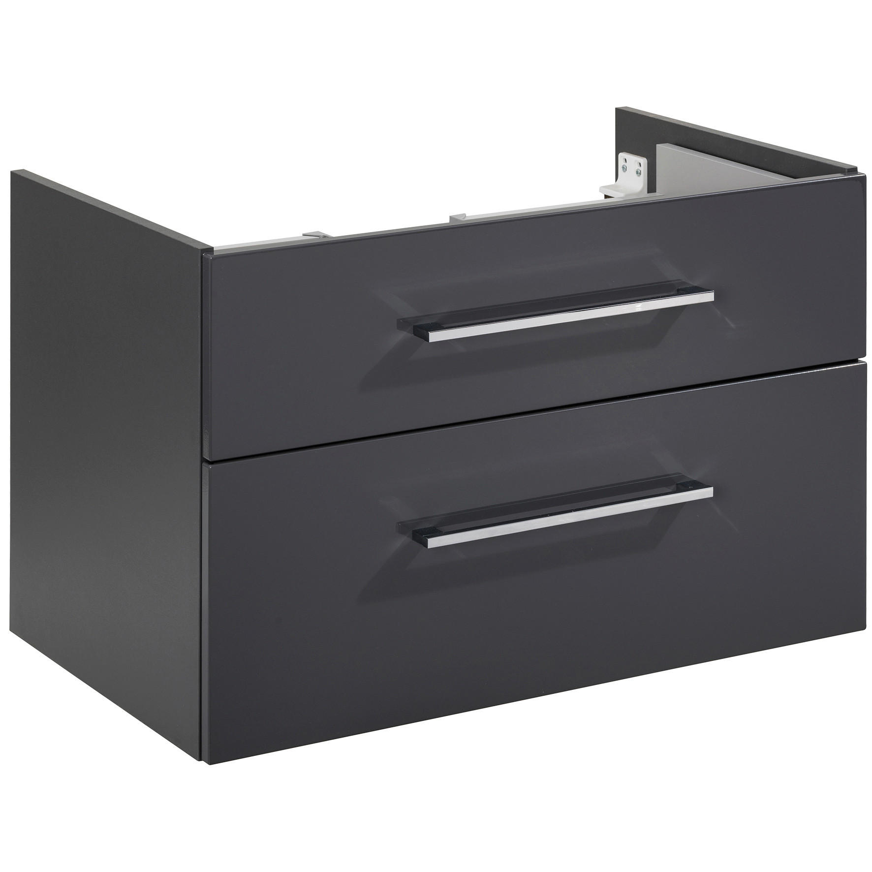 Voleo Waschtischunterschrank Lara Anthrazit, Chrom, Anthrazit Hochglanz 80x48.8x50.9 cm