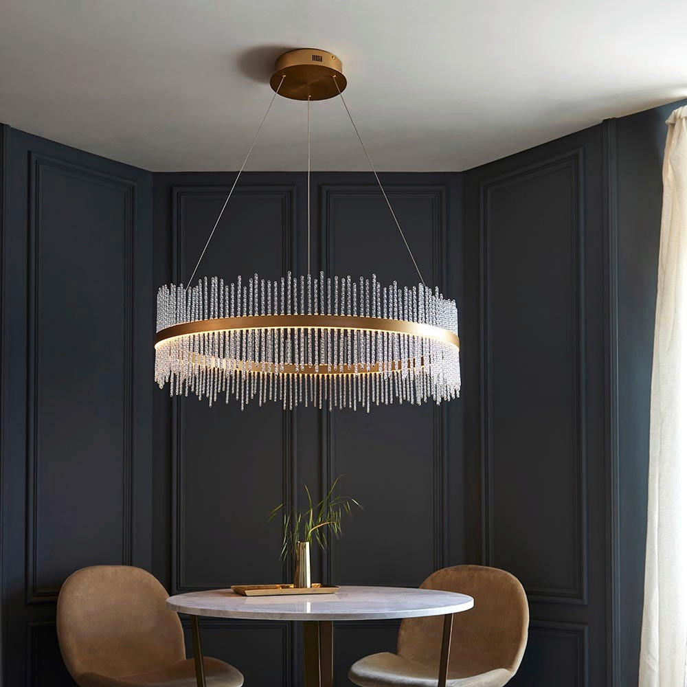 PENDELLEUCHTE 89/45-165 cm  - Goldfarben, KONVENTIONELL, Metall (89/45-165cm) - ENDON