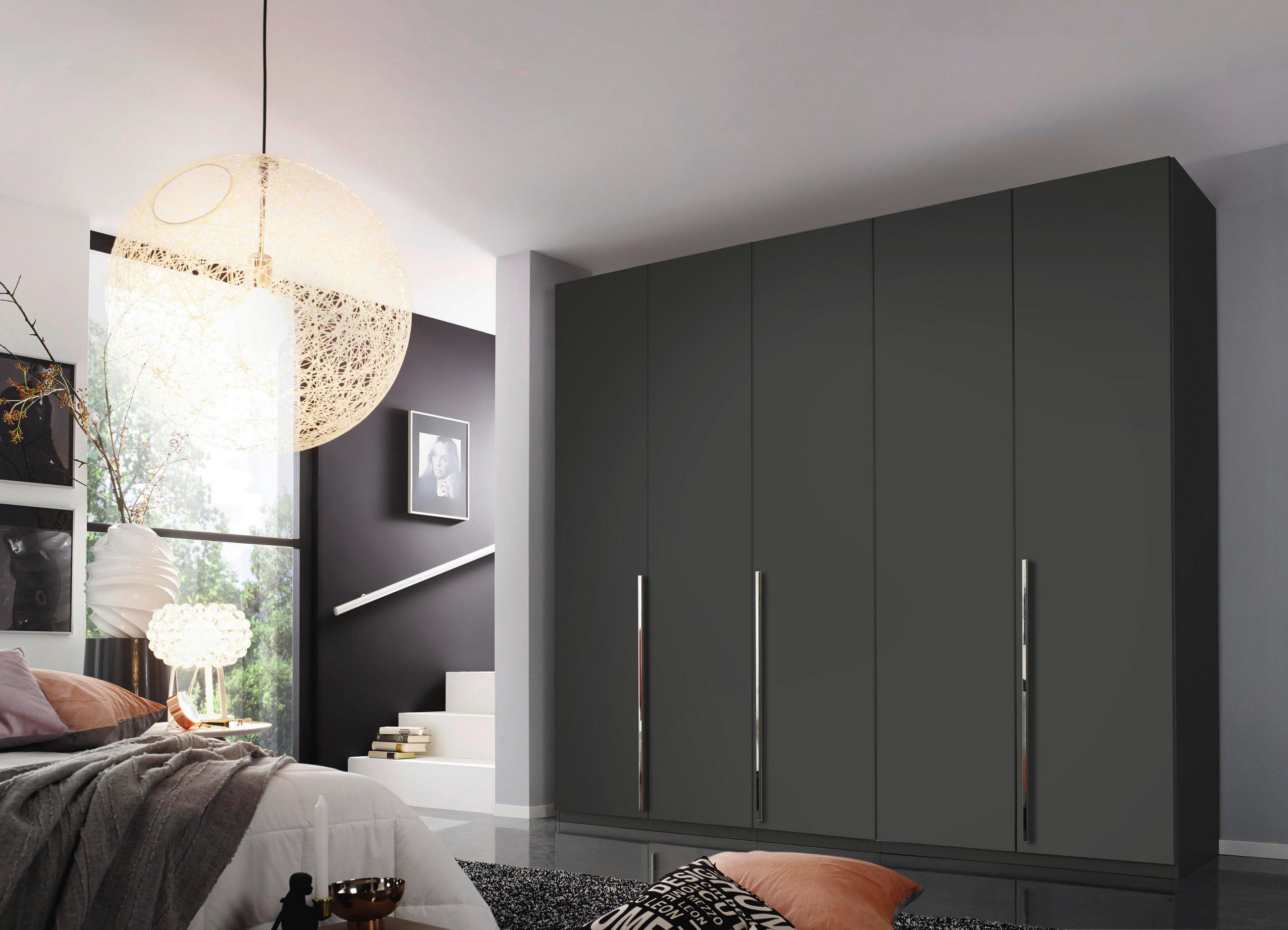 DREHTÜRENSCHRANK 251/223/60 cm 5-türig  - Chromfarben/Graphitfarben, Design, Holzwerkstoff/Metall (251/223/60cm) - Novel