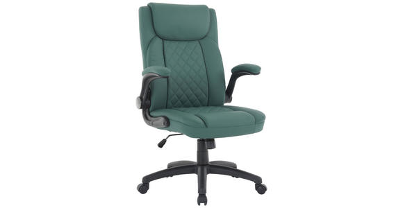 CHEFSESSEL Lederlook Dunkelgrün  - Dunkelgrün/Schwarz, Design, Kunststoff/Textil (63,5/110-120/68cm) - Carryhome