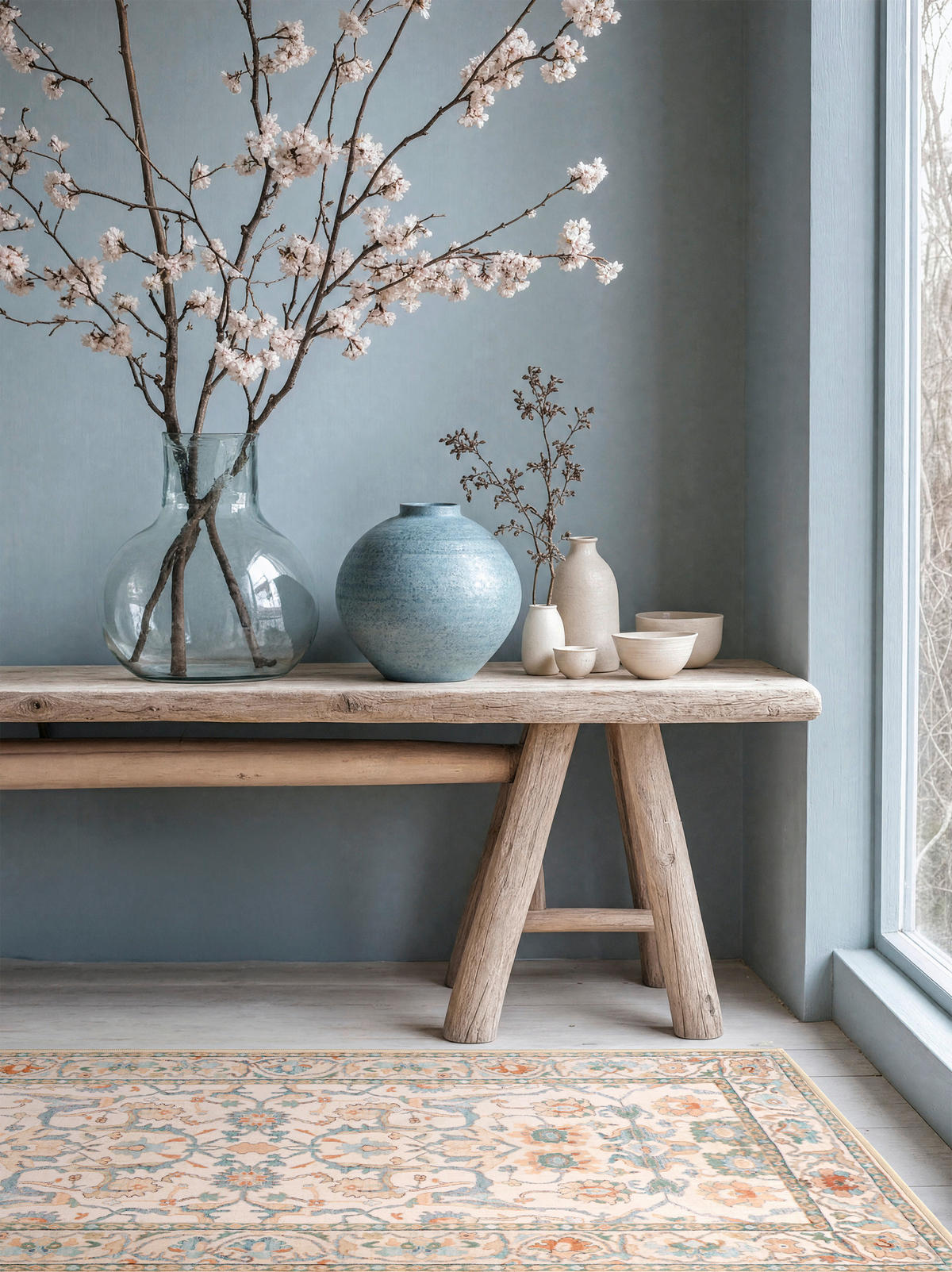 VINTAGE-TEPPICH Living Zaveran 80/150 cm  in Terracotta, Perlmutt, Graublau  - Graublau/Perlmutt, LIFESTYLE, Kunststoff/Textil (80/150cm) - Lindorug
