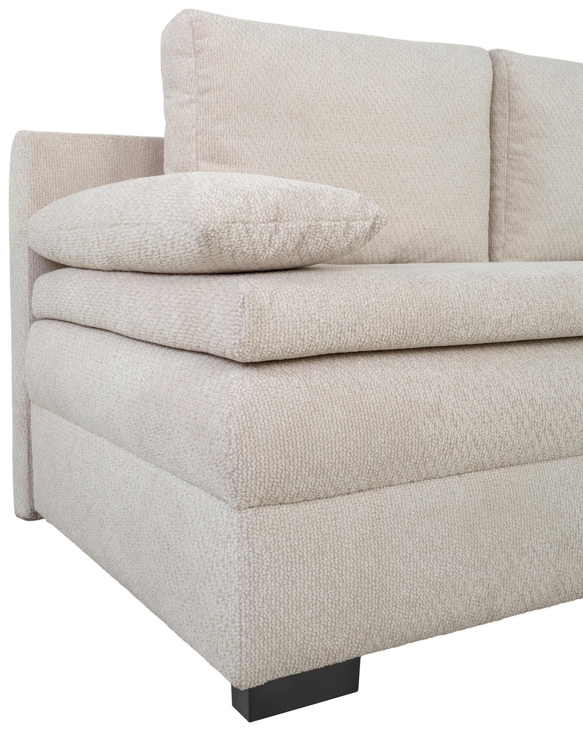 SCHLAFSOFA  mit Liegefunktion, Schlafen auf Sitzhöhe, Rücken echt Struktur Beige  - Beige/Schwarz, KONVENTIONELL, Kunststoff/Textil (195/93/83cm) - Carryhome
