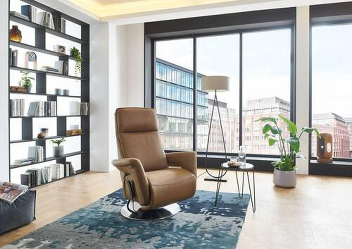 RELAXSESSEL Mikrofaser Aufstehhilfe    - Chromfarben/Braun, Design, Textil/Metall (83/110/87-172cm) - Valdera