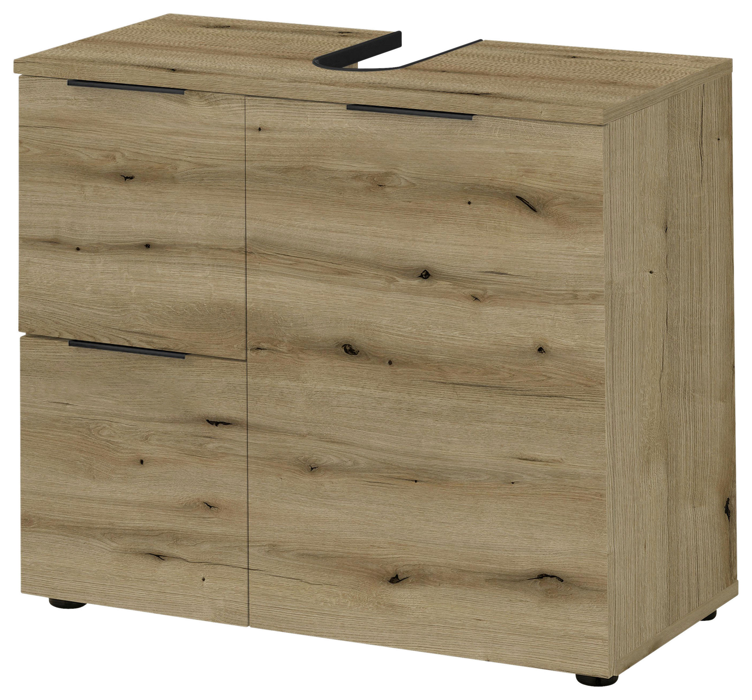 WASCHBECKENUNTERSCHRANK 70/60/35 cm  - Eichefarben/Schwarz, KONVENTIONELL, Holzwerkstoff/Kunststoff (70/60/35cm) - Xora