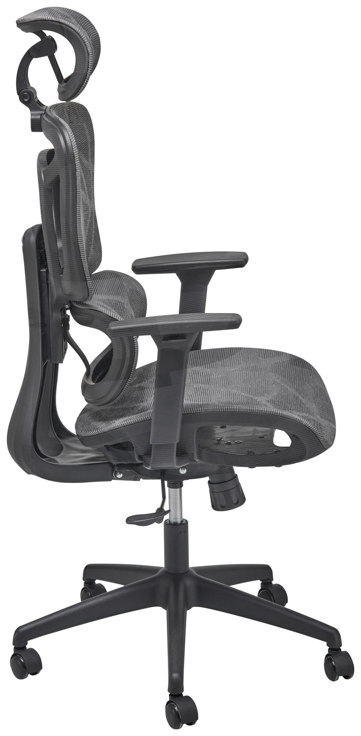 OTOČNÁ ŽIDLE, síťovina, šedá - šedá/černá, Lifestyle, kov/textil (67/123-131/59cm) - MID.YOU