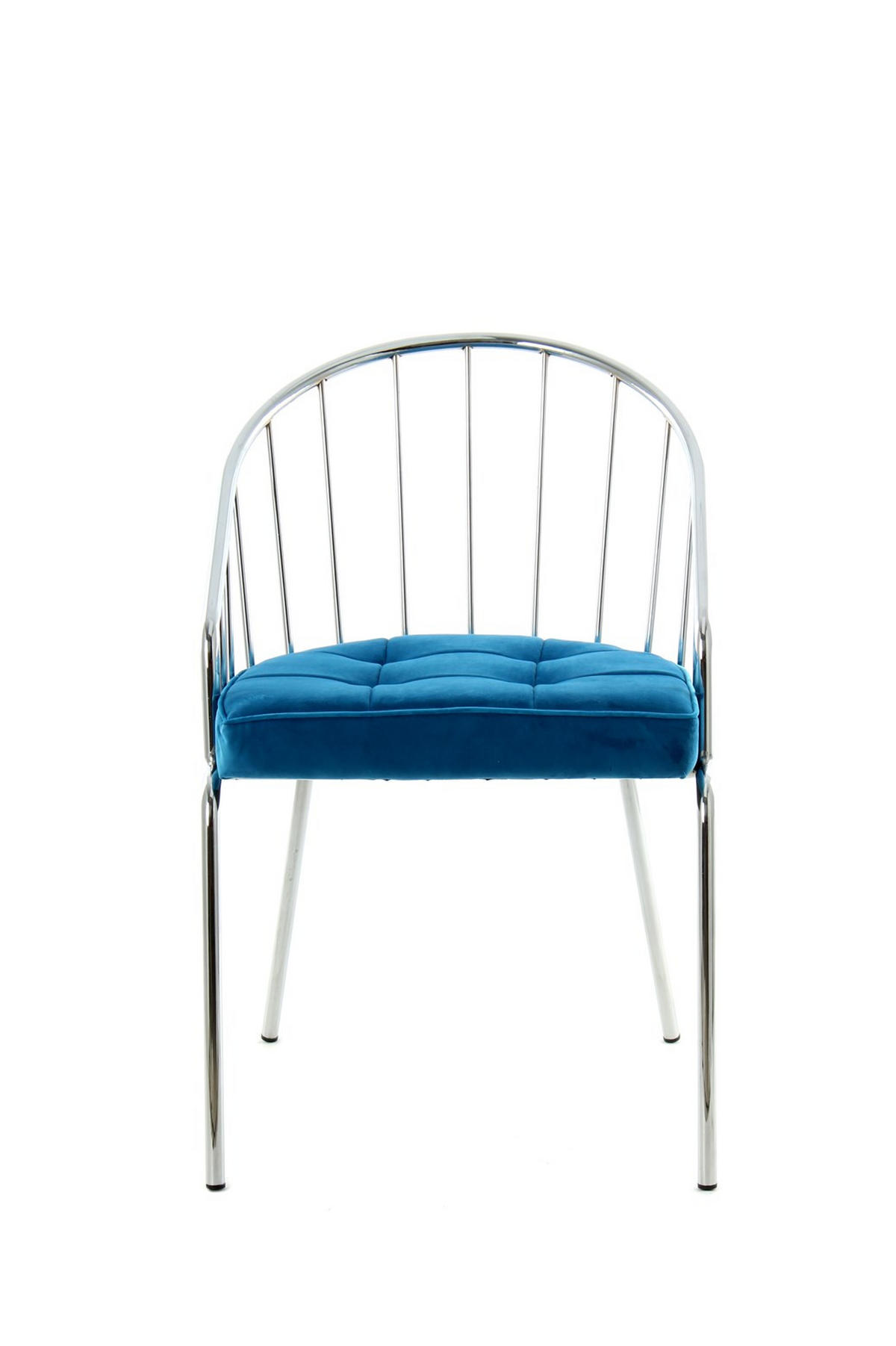 STUHL Samt Blau  - Blau/Chromfarben, Design, Textil/Metall (51/83/51cm) - Kayoom