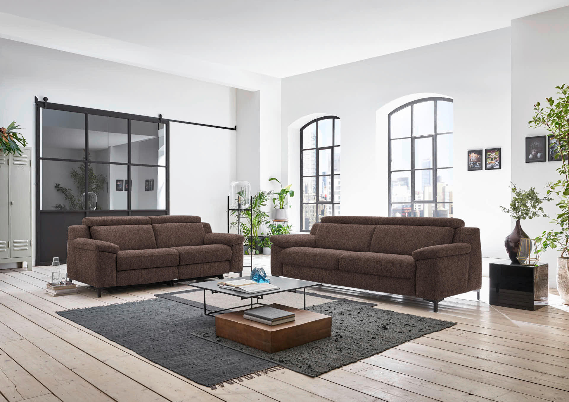 2,5-SITZER in Chenille Dunkelbraun  - Dunkelbraun/Schwarz, Design, Textil/Metall (188/84-104/104cm) - Valdera