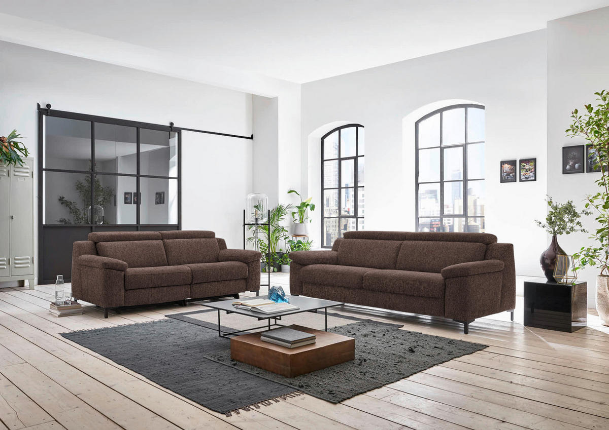 2,5-SITZER in Chenille Dunkelbraun  - Dunkelbraun/Schwarz, Design, Textil/Metall (188/84-104/104cm) - Valdera