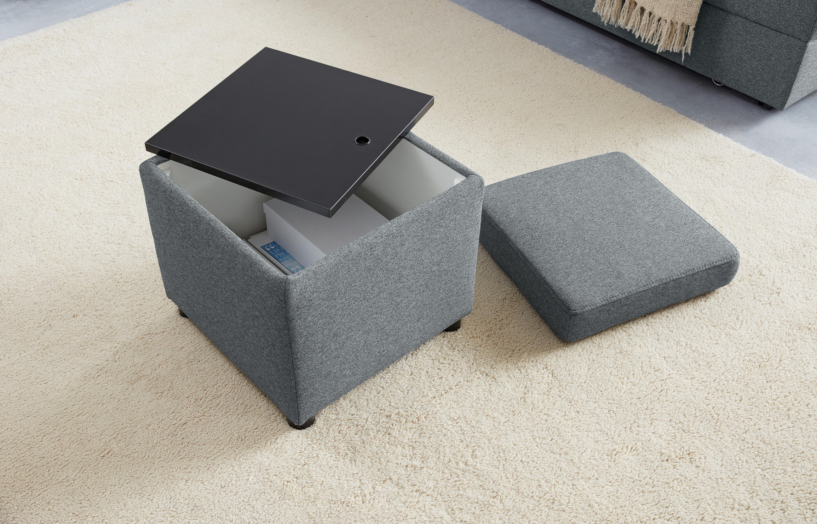 SITZBOX Uni  - Dunkelgrau/Schwarz, Design, Kunststoff/Textil (45/47/45cm) - LOOKS by W.Joop