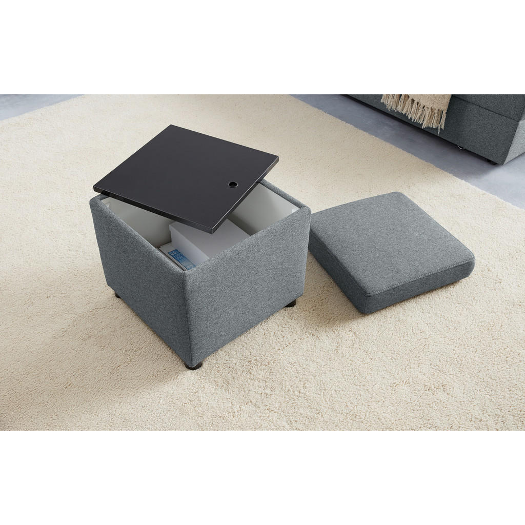 Thumbnail - Looks by W.Joop Sitzbox Looks Iii, Dunkelgrau, Textil, Uni, 45x47x45 cm, Made in EU, Stauraum, Wohnzimmer, Hocker, Sitzw...