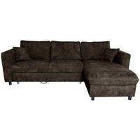 ECKSOFA Anthrazit Flachgewebe Zierkissen, Rückenkissen, Bettkasten, Schlaffunktion, Rücken echt, Liegefläche im Originalstoff  - Anthrazit/Schwarz, KONVENTIONELL, Textil/Metall (252/162cm) - Carryhome