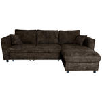 ECKSOFA Dunkelbraun Flachgewebe Zierkissen, Rückenkissen, Bettkasten, Schlaffunktion, Rücken echt, Liegefläche im Originalstoff  - Anthrazit/Schwarz, KONVENTIONELL, Textil/Metall (252/162cm) - Carryhome