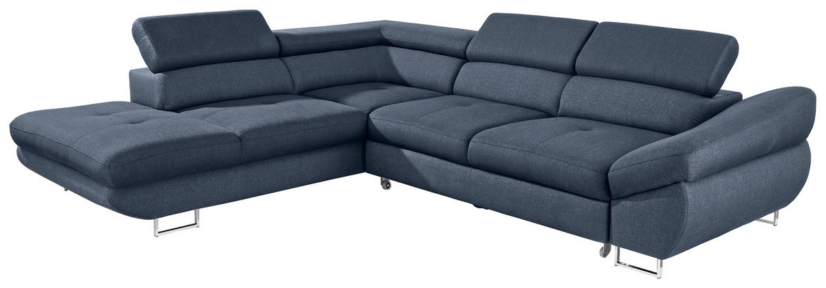 ECKSOFA Dunkelblau Webstoff  - Dunkelblau, Design, Textil/Metall (235/280cm) - Hom`in