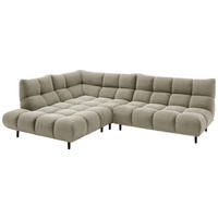 ECKSOFA Ottomane links, Eckteil  Sandfarben Feincord  - Sandfarben/Schwarz, Design, Holz/Textil (215/288cm) - Pure Home Lifestyle