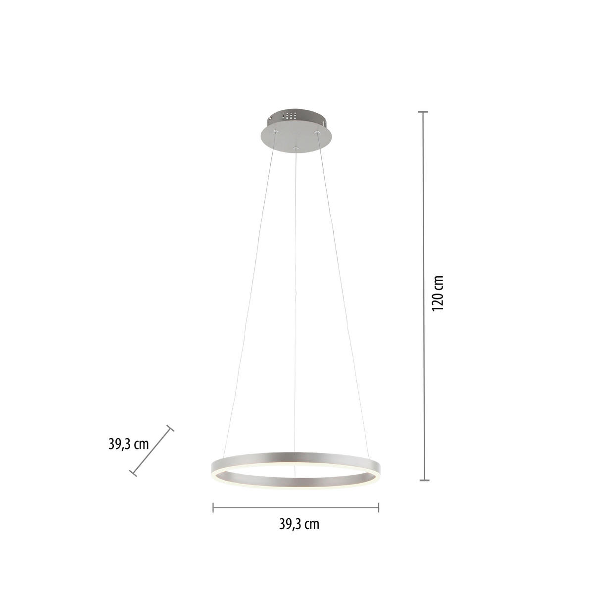 LED-HÄNGELEUCHTE 39/120 cm   - Alufarben, Design, Kunststoff/Metall (39/120cm)