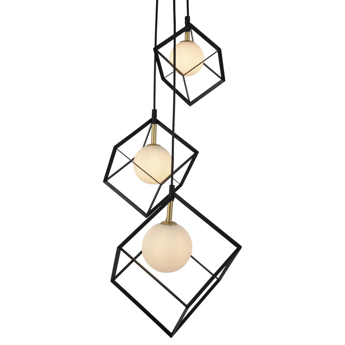 HÄNGELEUCHTE  - Goldfarben/Schwarz, Design, Glas/Metall (147cm) - Näve