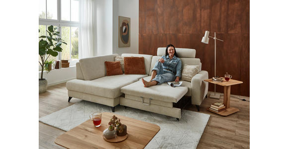 ECKSOFA Beige Chenille  - Beige/Schwarz, Design, Textil/Metall (182/239cm) - Valnatura