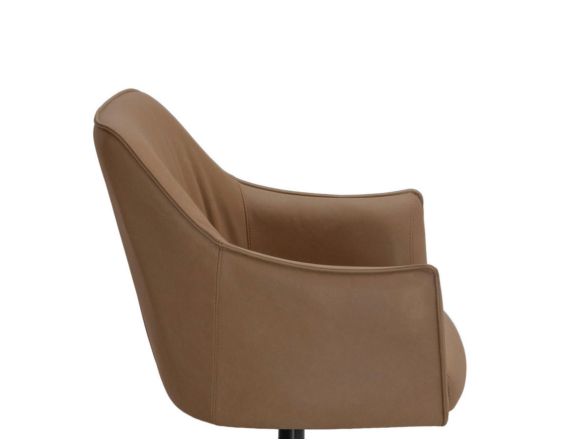 ARMLEHNSTUHL  Sitzfläche 360° drehbar, inklusive Armlehnen, automatische Rückholfunktion  Echtleder  Schwarz, Taupe  - Taupe/Schwarz, Design, Leder/Metall (62/86/61cm) - Dieter Knoll