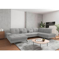 WOHNLANDSCHAFT in Flachgewebe Hellgrau  - Hellgrau/Schwarz, KONVENTIONELL, Textil/Metall (185/357/231cm) - Sit & More