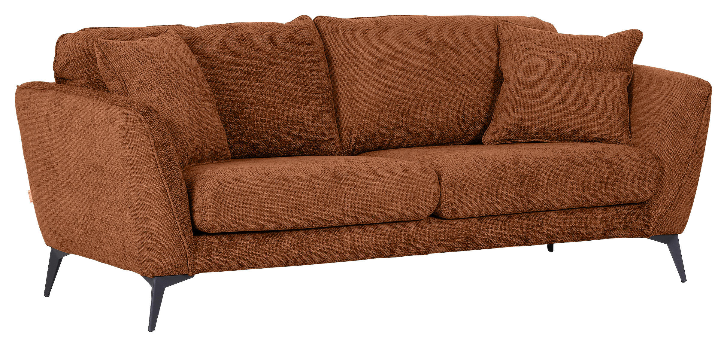 BIGSOFA in Chenille Braun  - Schwarz/Braun, Konventionell, Textil/Metall (215/70/98cm) - Carryhome