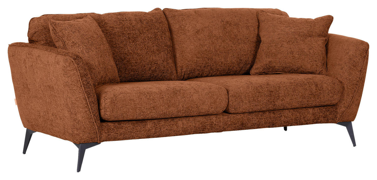 BIGSOFA in Chenille Braun  - Schwarz/Braun, Konventionell, Textil/Metall (215/70/98cm) - Carryhome