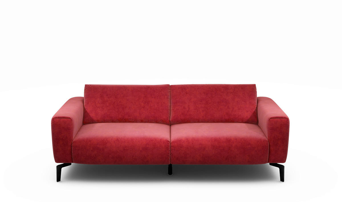 2,5-SITZER in Samt Rot  - Rot/Schwarz, Design, Textil/Metall (220/86/86-94cm) - SENSOO