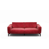 2,5-SITZER Samt Rot  - Rot/Schwarz, Design, Textil/Metall (220/86/86-94cm) - SENSOO