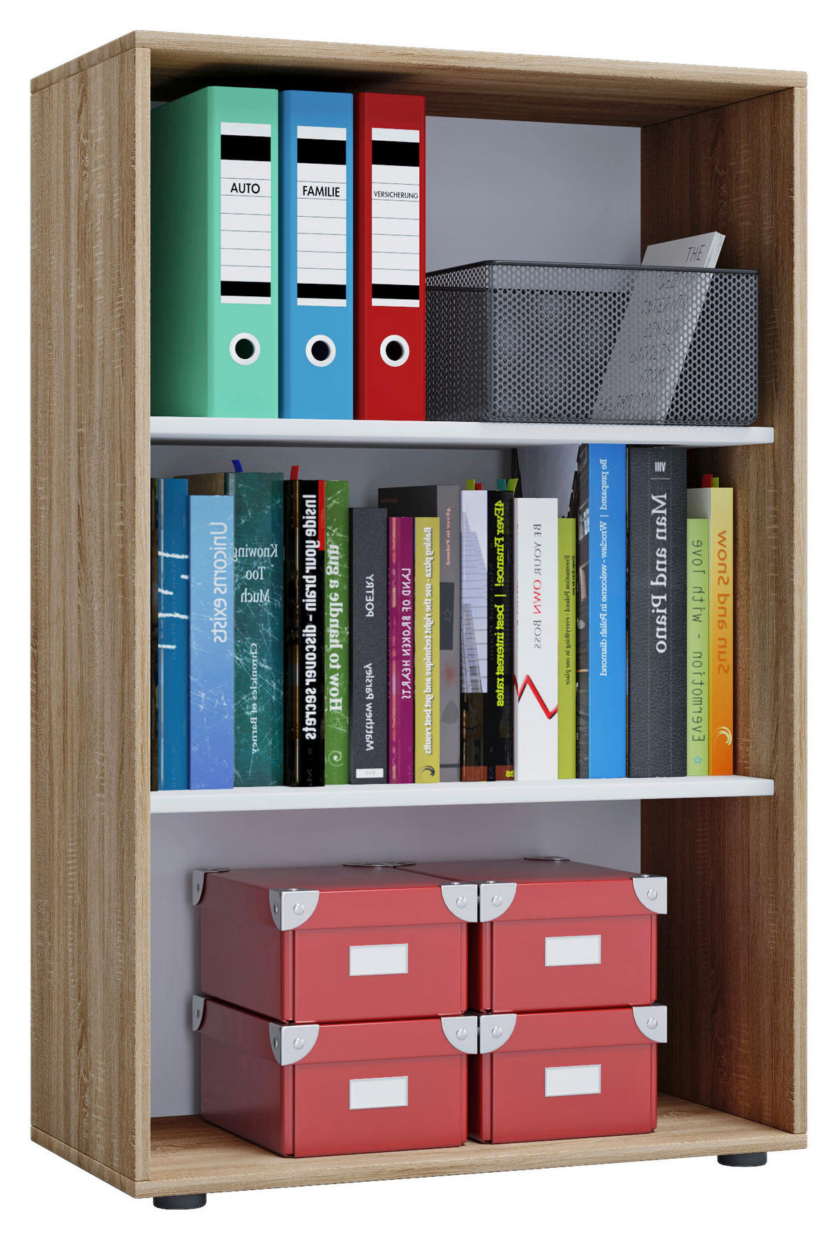 AKTENREGAL 70/105/37 cm  - Schwarz/Sonoma Eiche, Basics, Holzwerkstoff/Kunststoff (70/105/37cm) - MID.YOU