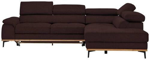 ECKSOFA Braun Webstoff  - Schwarz/Braun, Natur, Holz/Textil (282/226cm) - Novel