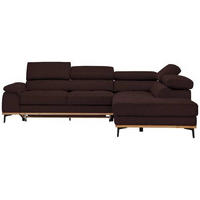 ECKSOFA Braun Webstoff  - Schwarz/Braun, Natur, Holz/Textil (282/226cm) - Novel