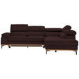 ECKSOFA in Webstoff Braun  - Schwarz/Braun, Natur, Holz/Textil (282/226cm) - Novel