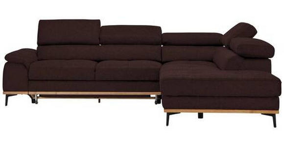 ECKSOFA Braun Webstoff - Schwarz/Braun, Natur, Holz/Textil (282/226cm) - Novel