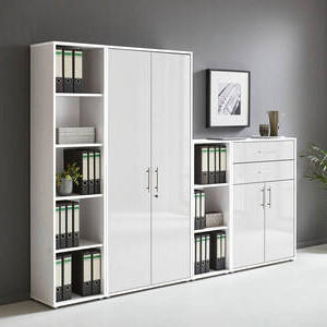 AKTENSCHRANK Weiß, Weiß Hochglanz  - Weiß Hochglanz/Weiß, MODERN, Holzwerkstoff (257/185,6/33cm) - MID.YOU