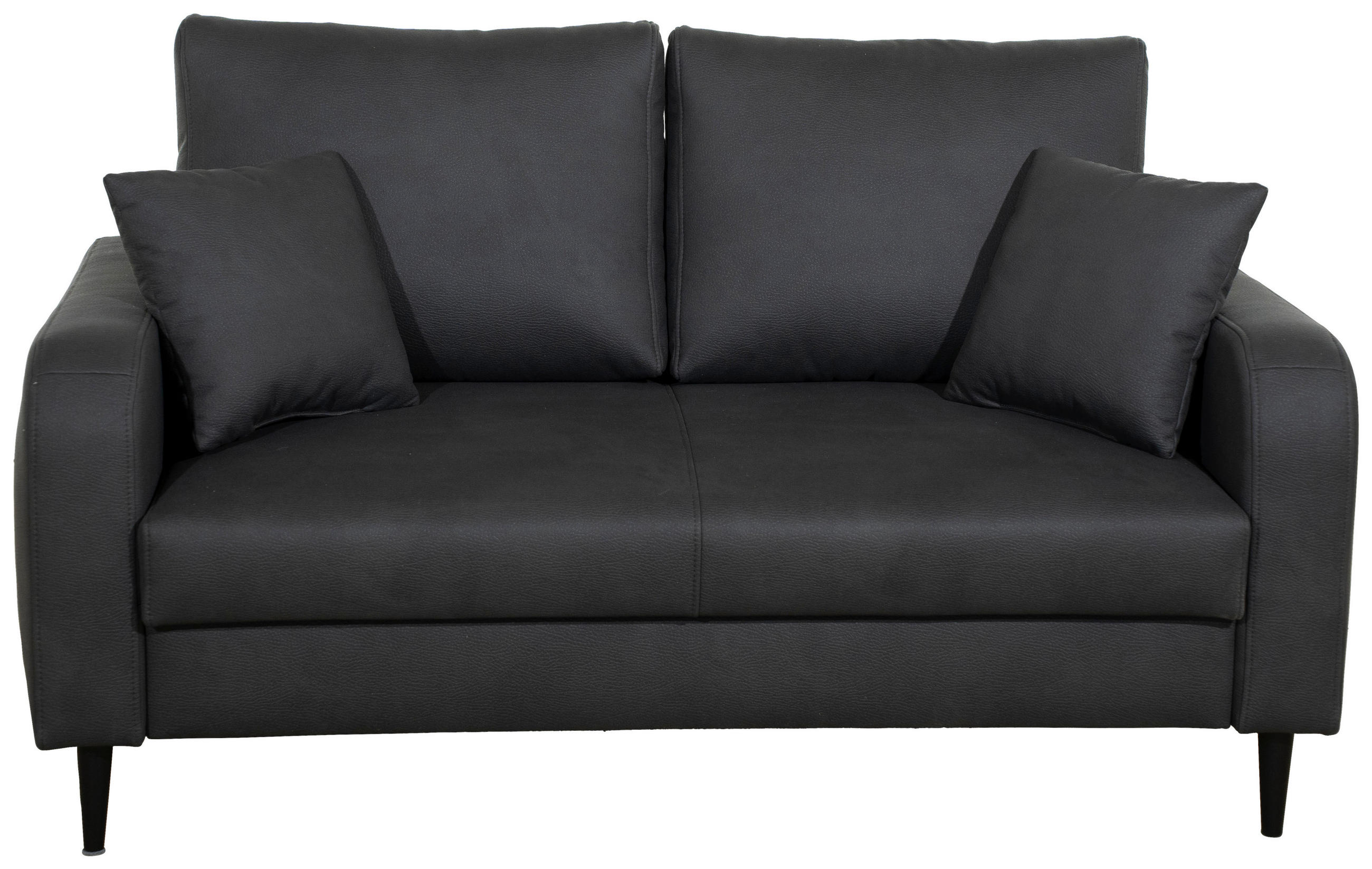 2-SITZER-SOFA in Lederlook Grau - Schwarz/Grau, Konventionell, Holz/Textil (164/96/86cm) - Carryhome