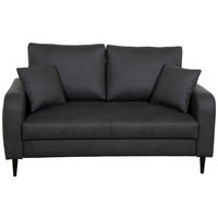 2-SITZER-SOFA Lederlook Grau  - Schwarz/Grau, KONVENTIONELL, Holz/Textil (164/96/86cm) - Carryhome