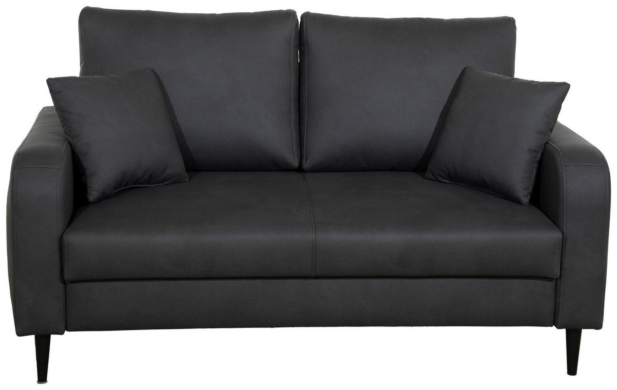 2-SITZER-SOFA Lederlook Grau  - Schwarz/Grau, KONVENTIONELL, Holz/Textil (164/96/86cm) - Carryhome